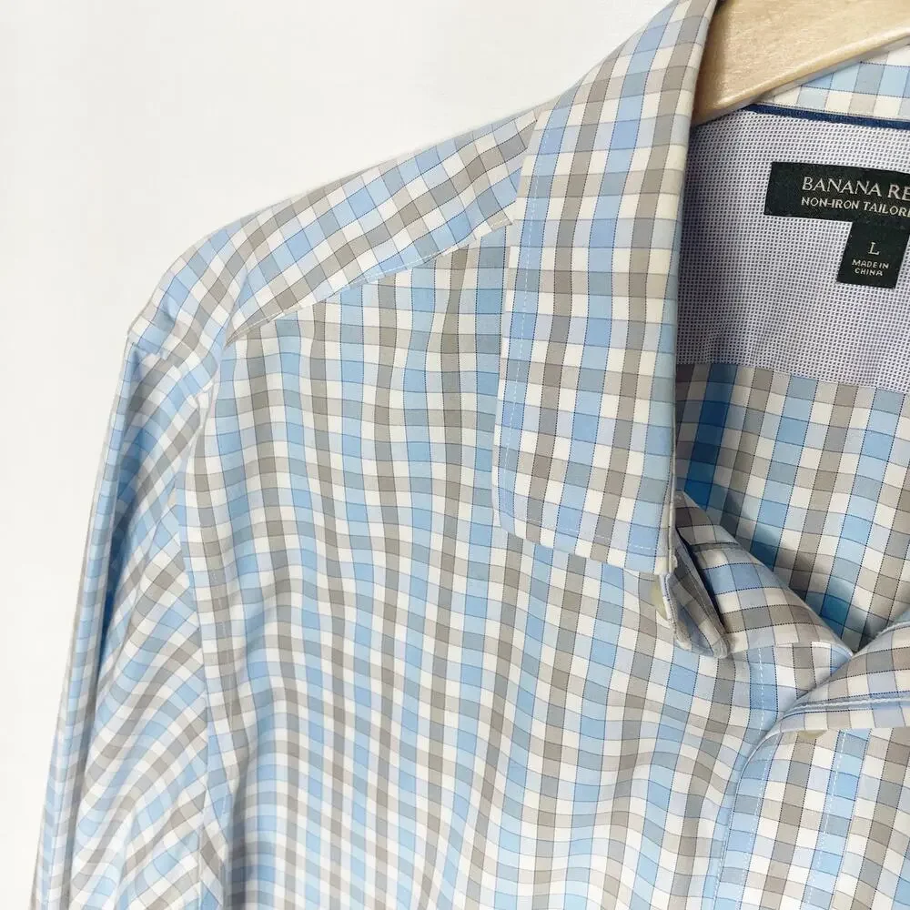 BANANA REPUBLIC Blue Check Button Down